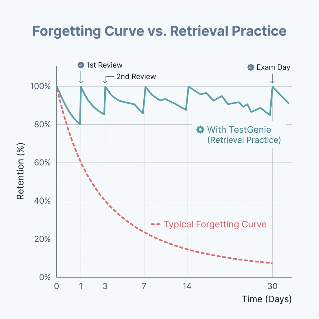 Forgetting Curve vs Retrieval Practice Diagram